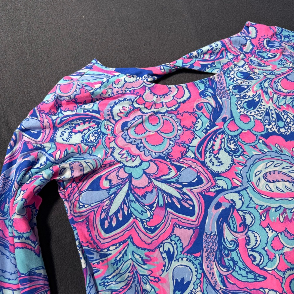 Lilly Pulitzer XL Tristan Paisley Floral Twist Back Long Sleeve Pima Cotton Top - Picture 4 of 9